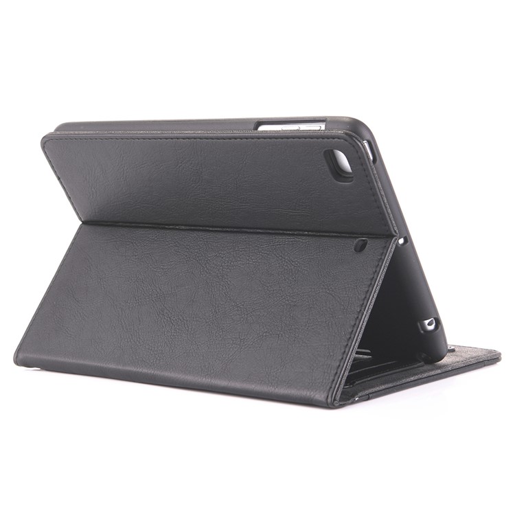Business Style Wallet Stand PU Leather Smart Case with Pen Slot for iPad Mini 4 / 3 / 2 / 1 - Black-5