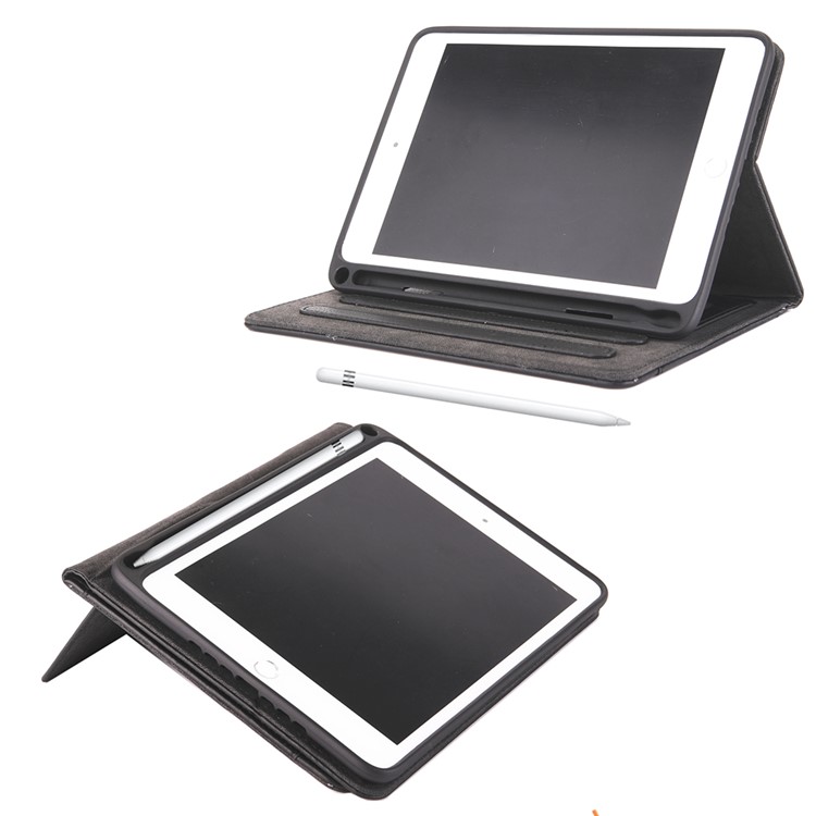 Business Style Wallet Stand PU Leather Smart Case with Pen Slot for iPad Mini 4 / 3 / 2 / 1 - Black-7