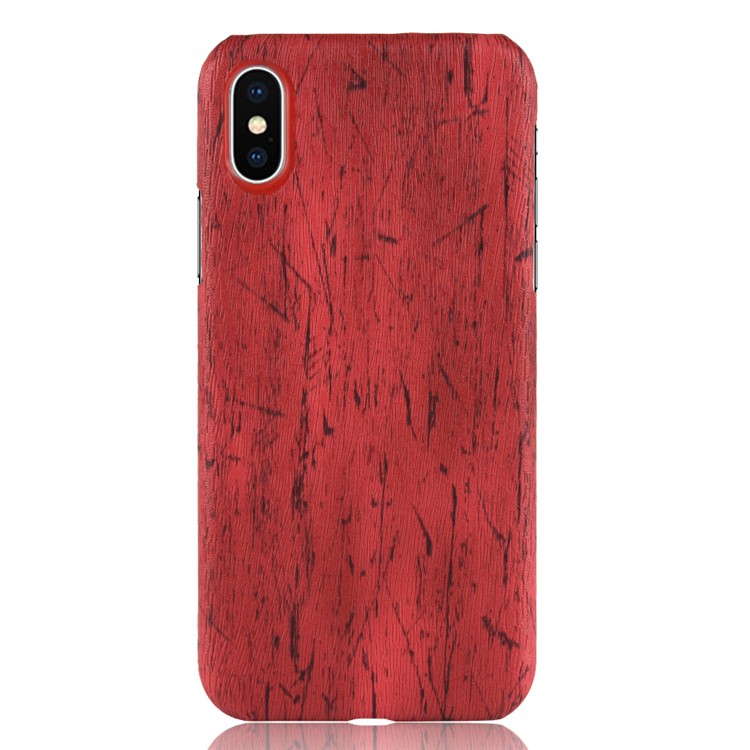 La Contraportada De PC Revestida Cuero De La PU De La Textura De Madera Para El Iphone 9 - Rojo-2