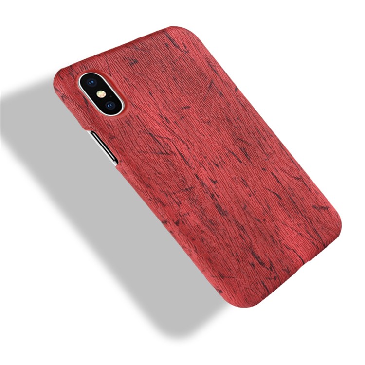 La Contraportada De PC Revestida Cuero De La PU De La Textura De Madera Para El Iphone 9 - Rojo-4