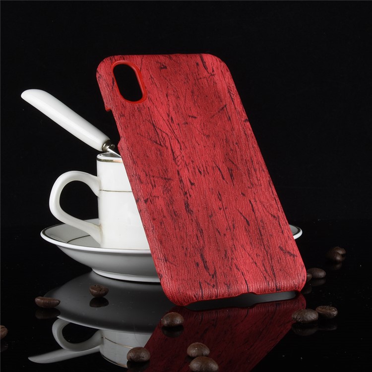 La Contraportada De PC Revestida Cuero De La PU De La Textura De Madera Para El Iphone 9 - Rojo-5