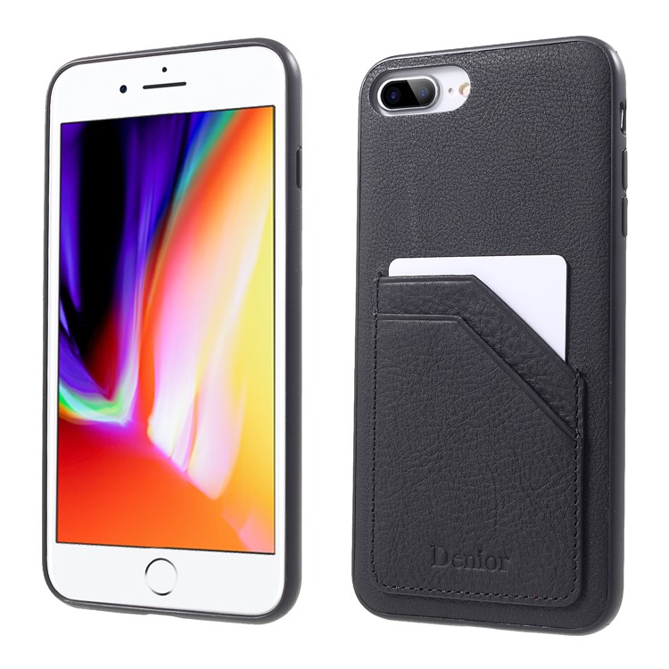 

DENIOR Кожаный Кожаный Чехол TPU Для Iphone 8 Plus / 7 Плюс 5,5 Дюймов - Черный