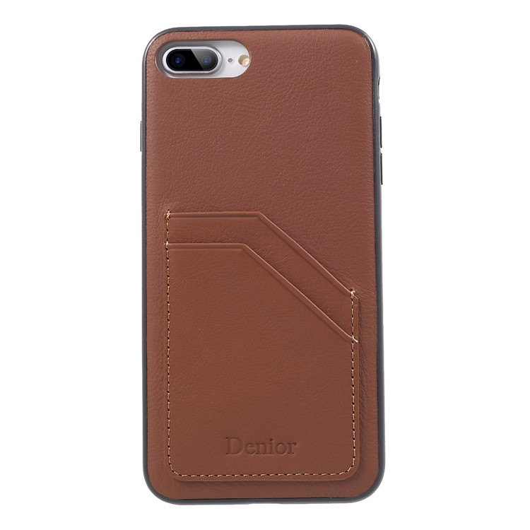 

DENIOR Кожаная Оболочка Из Натуральной Кожи TPU Для Iphone 8 Plus / 7 Плюс 5,5 Дюймов - Коричневый