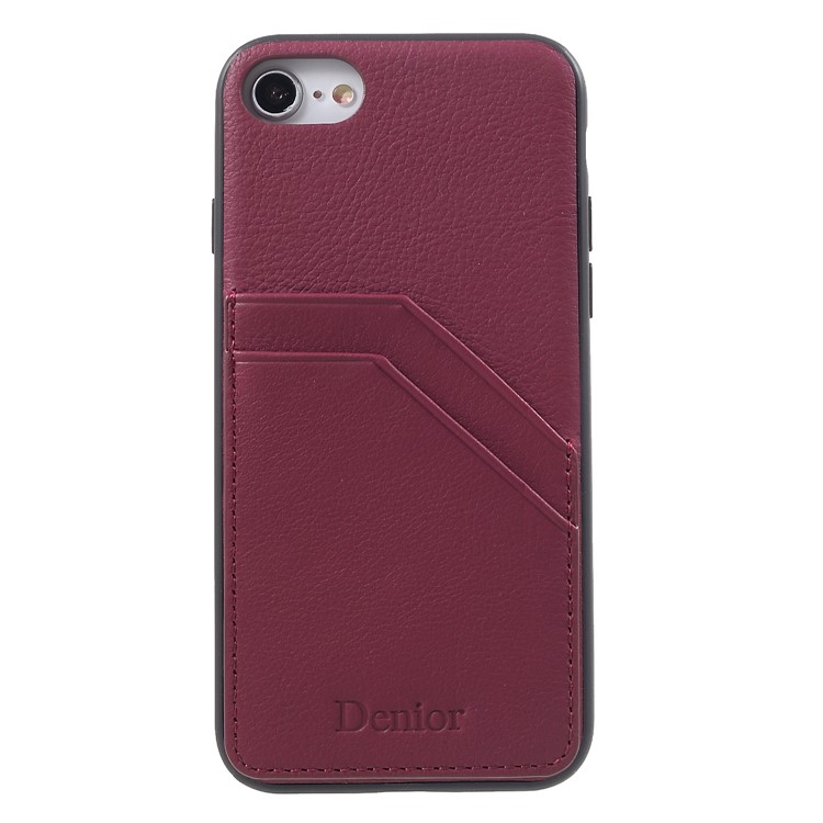 

DENIOR Кожаный Кожаный Корпус TPU С Разъемами Для Iphone 8 / 7 4,7 Дюйма - Красное Вино