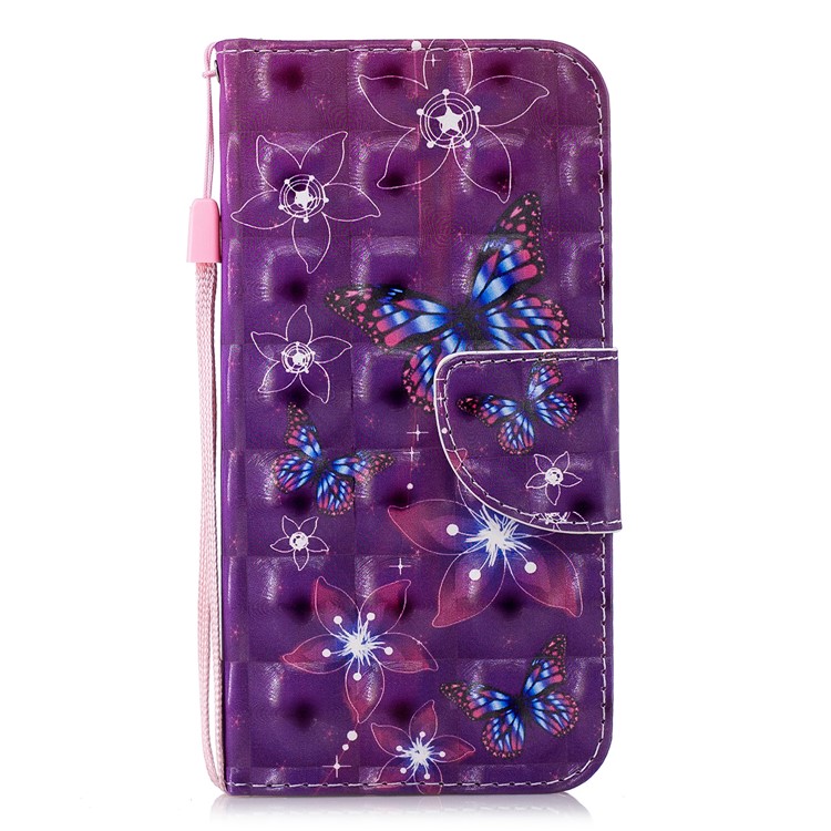 

Pattern Printing Wallet Stand Leather Flip Cover Case for iPhone XS / X 5.8 inch - Butterfly and Flower