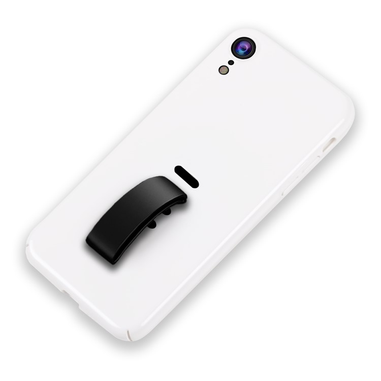 

HOWMAK Silicone Finger Grip Holder Glossy Hard Shell Case for iPhone XR 6.1 inch - White