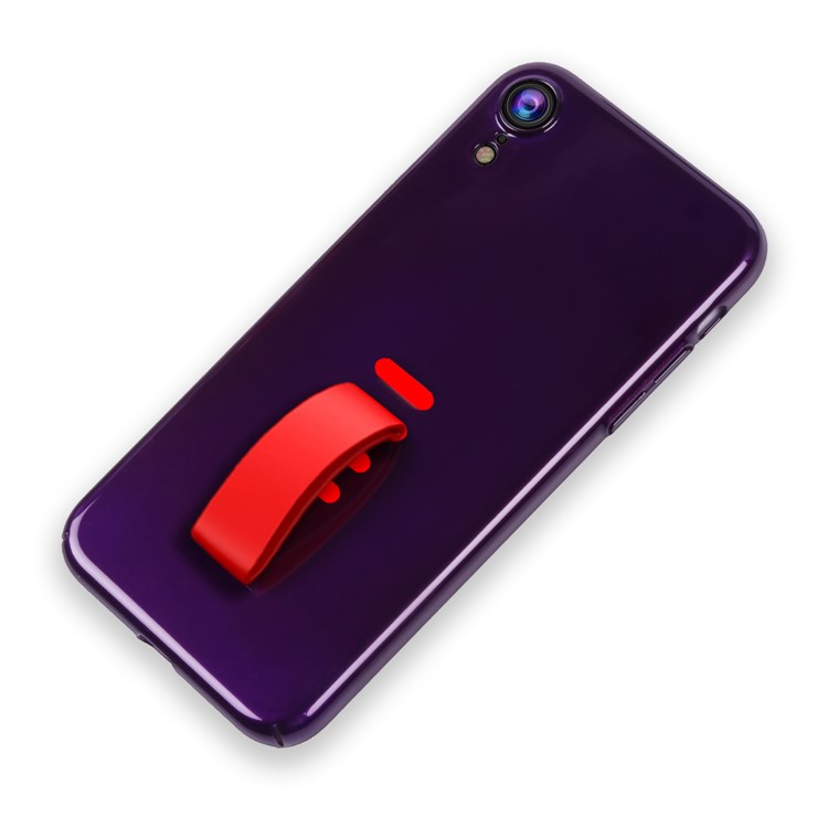 

HOWMAK Silicone Finger Grip Holder Glossy Hard Protection Case for iPhone XR 6.1 inch - Purple