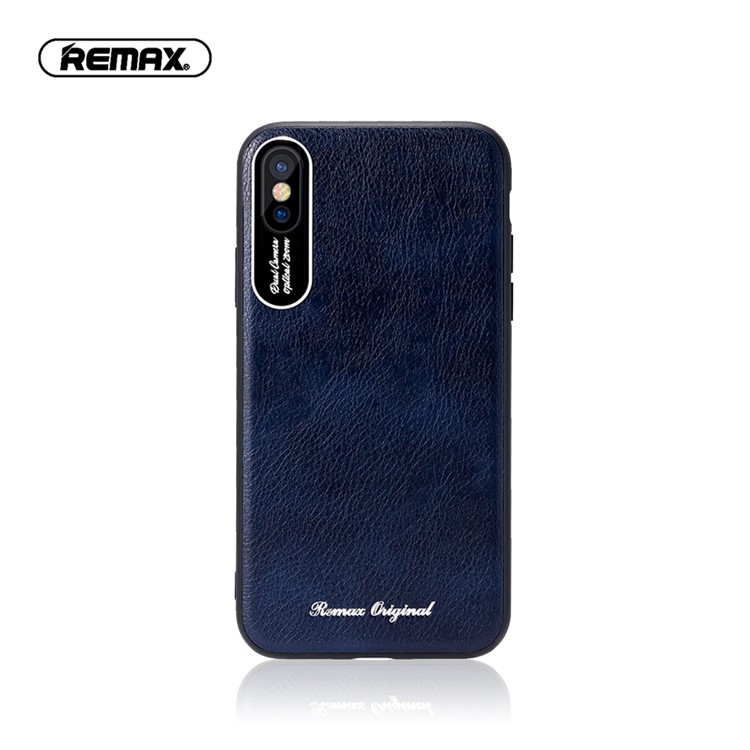 

REMAX PU Leather Coated TPU Back Case for iPhone XS / X 5.8 inch - Blue, iPhone XS 5.8 inch
