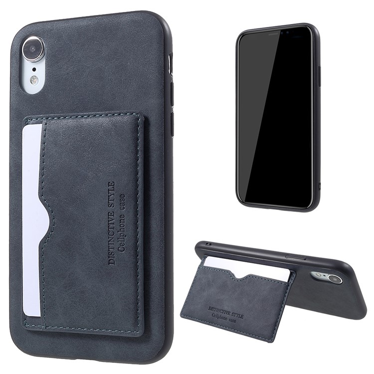

PU Leather Coated TPU Back Case with Card Slot for iPhone XR 6.1 inch - Grey, iPhone XR