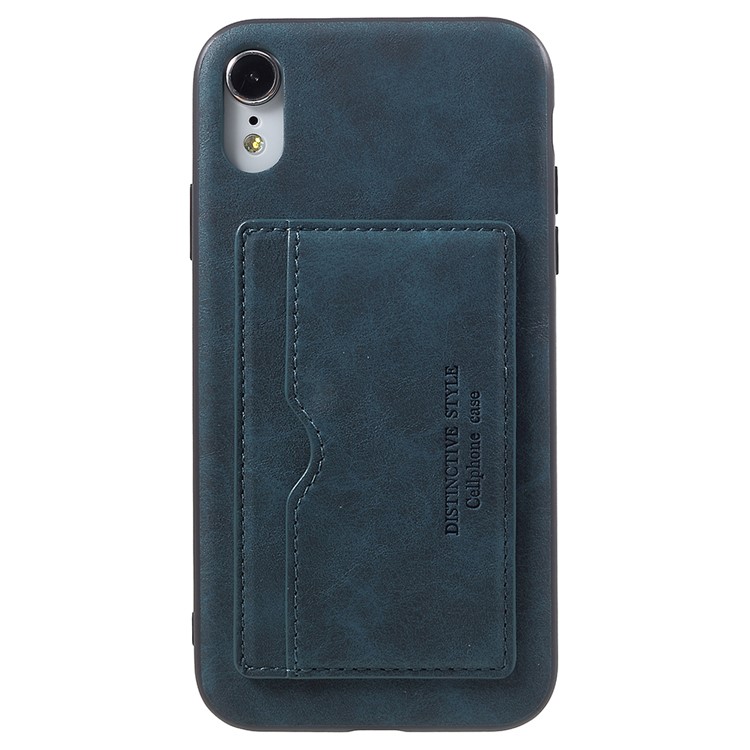 

PU Leather Coated TPU Phone Cover with Card Slot for iPhone XR 6.1 inch - Blue, iPhone XR