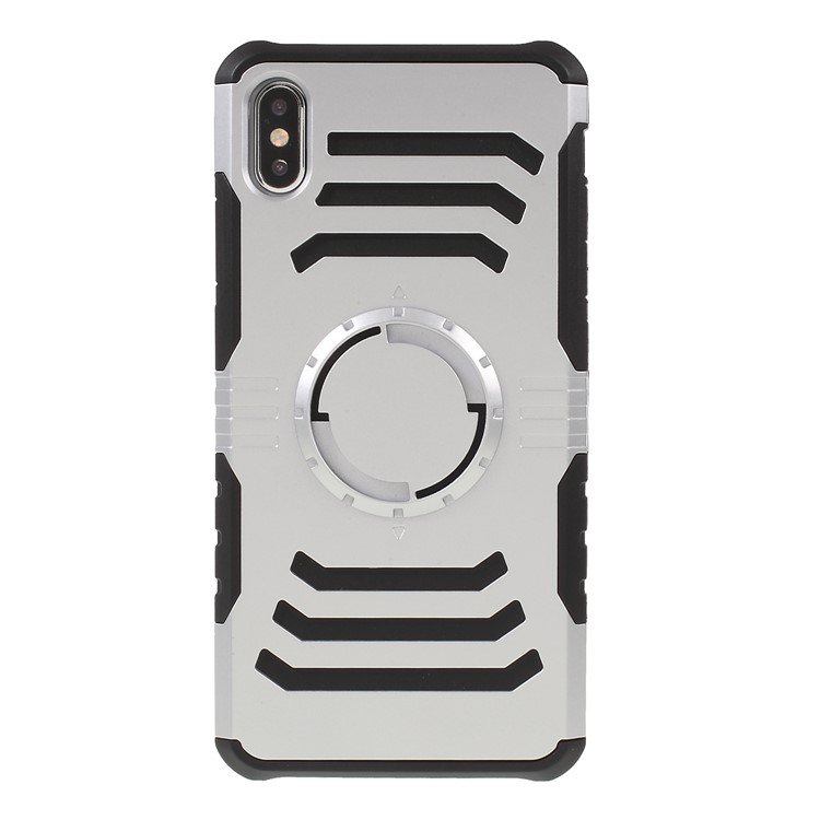 

Ударопрочный Гибридный Корпус ПК + TPU Для Iphone 9 Плюс 6,5 Дюймов (встроенный Магнитный Держатель Металлический Лист) - Серебряный
