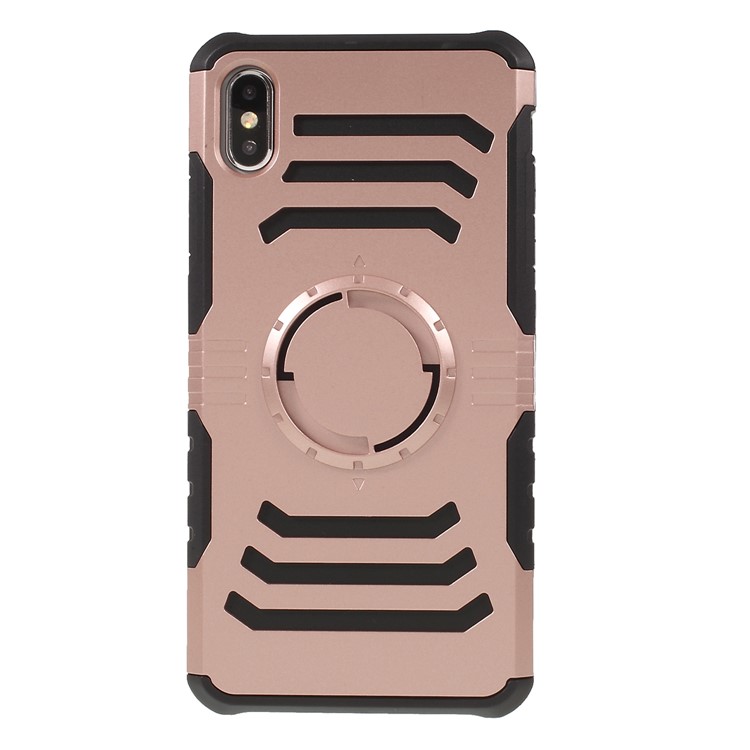 

Shockproof Hybrid PC + TPU Phone Casing for iPhone XS Max 6.5 inch (Built-in Magnetic Holder Metal Sheet) - Rose Gold