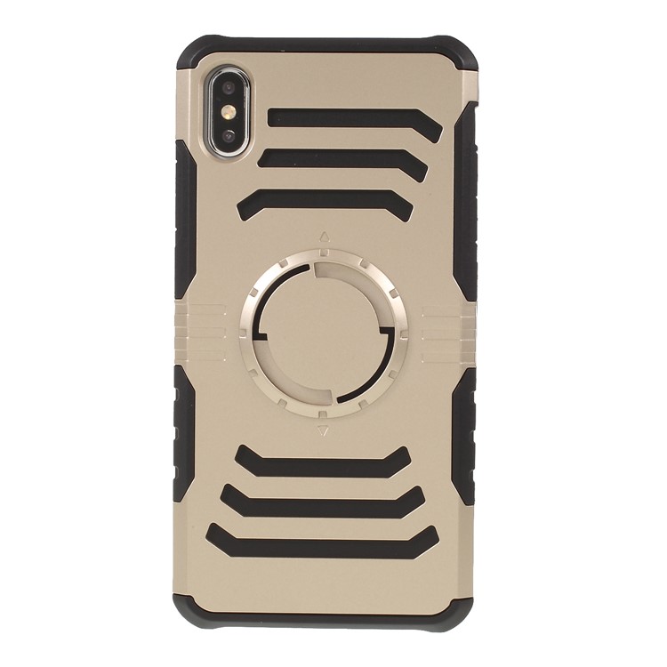 

Shockproof Hybrid PC + TPU Cell Phone Case for iPhone XS Max 6.5 inch (Built-in Magnetic Holder Metal Sheet) - Gold