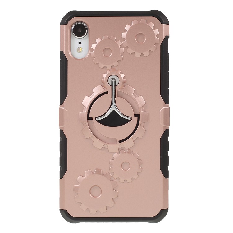 

Mechanical Gear PC + TPU Hybrid Kickstand Casing for iPhone XR 6.1 inch - Rose Gold, iPhone XR