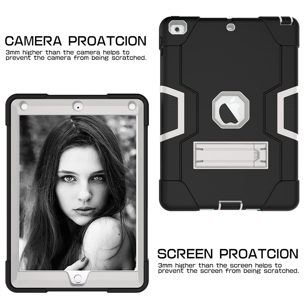 Custodia Per Tablet PC In Silicone Per IPad 9.7 (2018) /9.7 (2017) - Nero / Grigio Chiaro-6