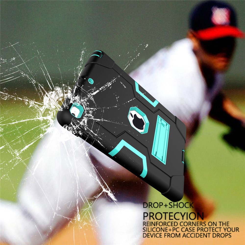Boîtier De Protection Bicolore En Silicone Pour Béquille En Silicone Pour IPad 9.7 (2018) /9.7 (2017) - Noir / Cyan-4