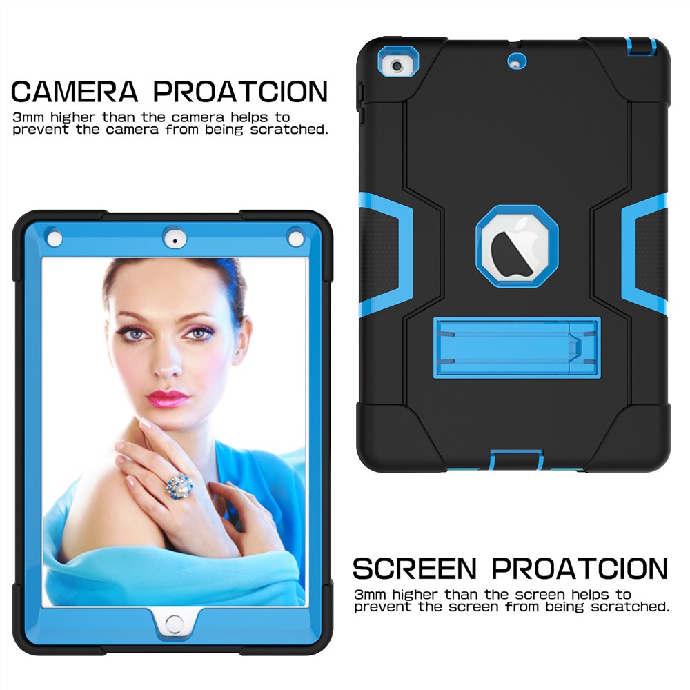 Coque De Protection Pour Tablette En Silicone PC Pour IPad 9.7 (2018) /9.7 (2017) - Noir / bébé bleu-6