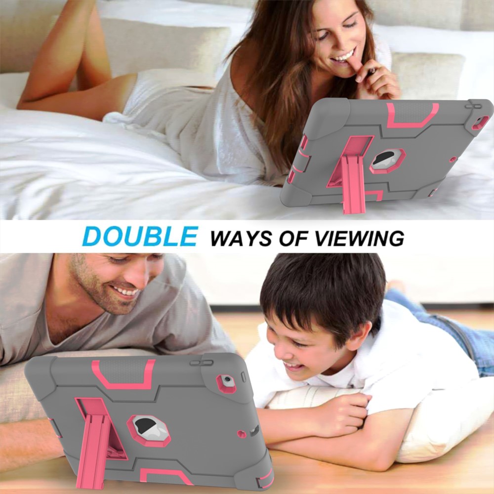 Étui Pour Tablette PC Hybride En Silicone Avec Béquille Pour IPad 9.7 (2018) /9.7 (2017) - Gris / Rose-5
