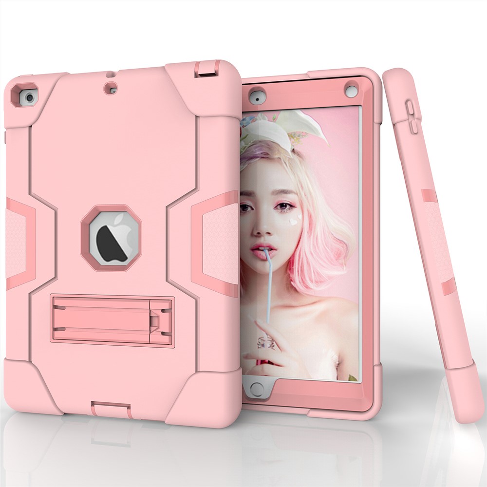 Coque PC En Silicone Pour Tablette Avec Support Pour IPad 9.7 (2018) /9.7 (2017) - Or Rose-2