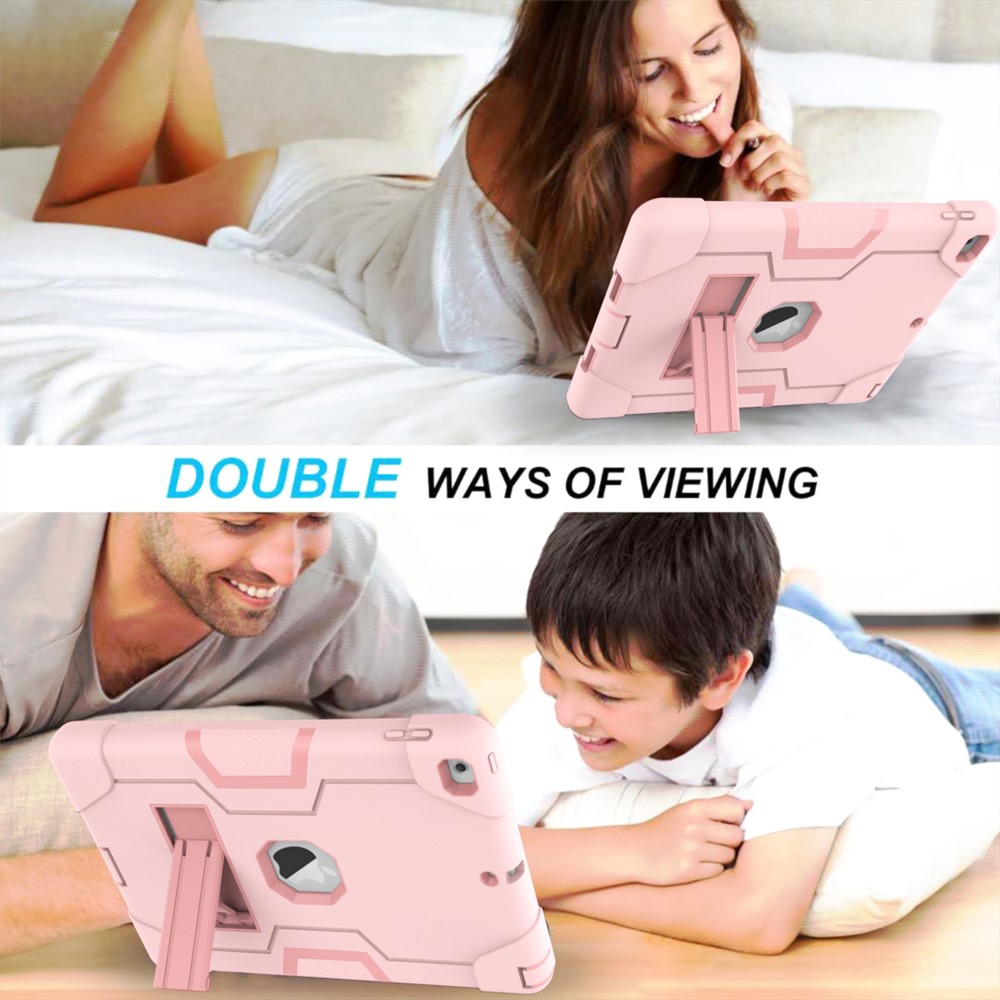 Coque PC En Silicone Pour Tablette Avec Support Pour IPad 9.7 (2018) /9.7 (2017) - Or Rose-5