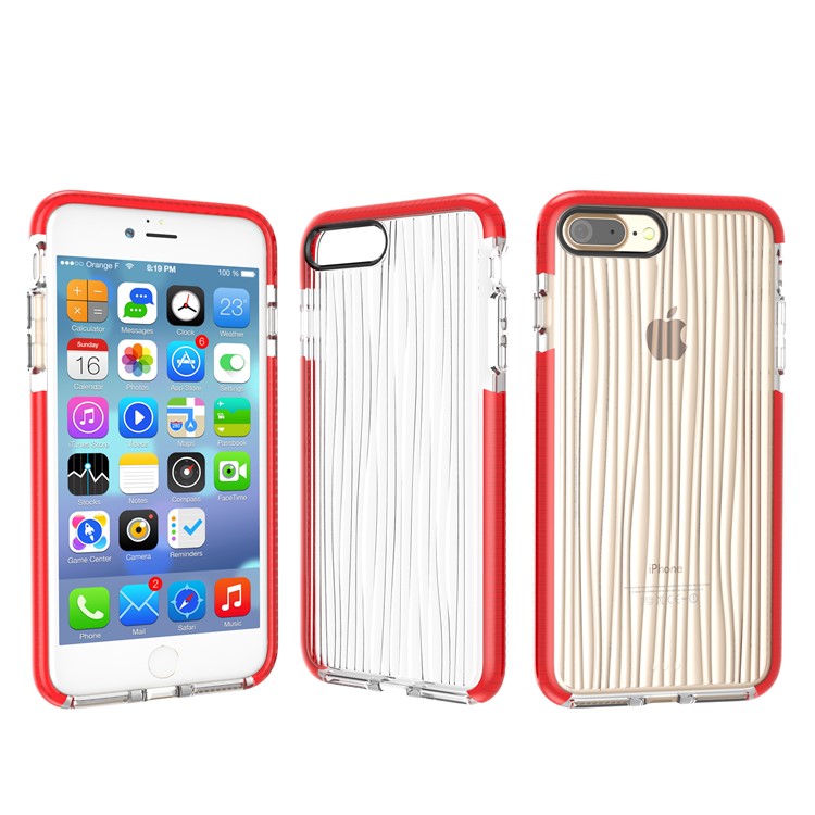 

3D-волновой Шаблон Мягкой Оболочки TPU Для Iphone 8 Plus / 7 Плюс 5,5 Дюймов 5,5 Дюйма - Красный, iPhone 8 Plus