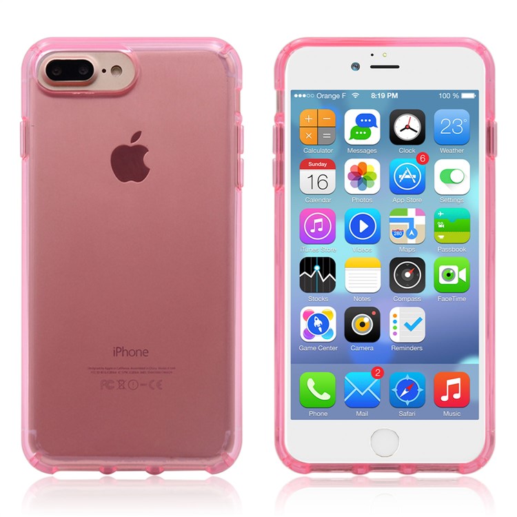 

Shock Resistant Clear PC TPU Hybrid Mobile Phone Shell for iPhone 8 Plus / 7 Plus / 6s Plus / 6 Plus - Pink
