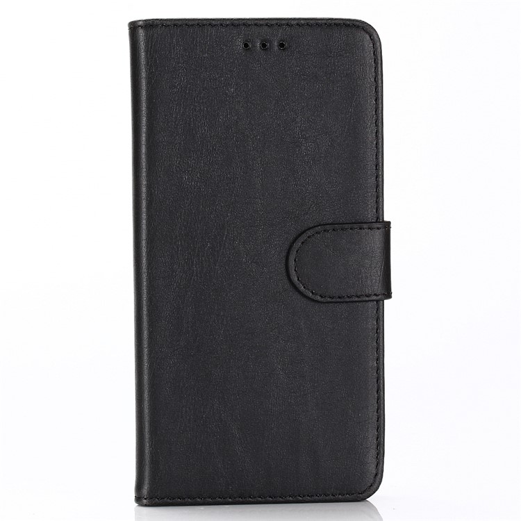 Caso Móvel Louco Da Carteira De Couro Do Vintage Da Textura Do Cavalo Para O Iphone 9 Mais 6,5 Polegadas - Preto-2