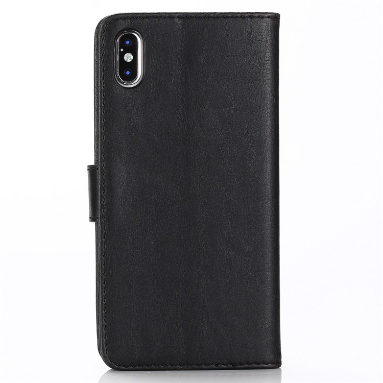 Caso Móvel Louco Da Carteira De Couro Do Vintage Da Textura Do Cavalo Para O Iphone 9 Mais 6,5 Polegadas - Preto-3