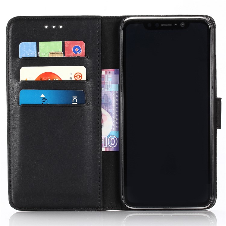 Caso Móvel Louco Da Carteira De Couro Do Vintage Da Textura Do Cavalo Para O Iphone 9 Mais 6,5 Polegadas - Preto-4