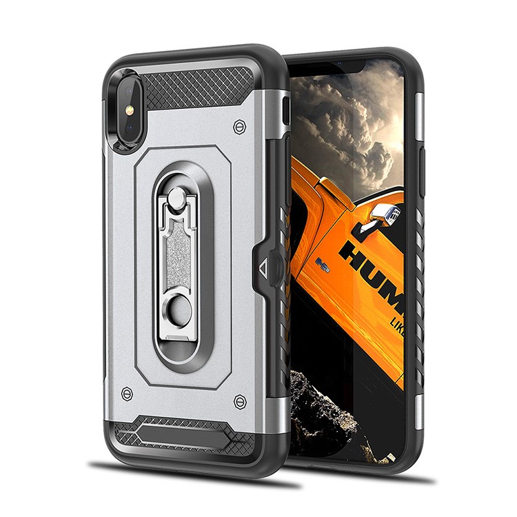 

Бронированная Гибридная Оболочка PC + TPU С Подставкой Для Iphone 9 Плюс 6,5 Дюйма - Серебряный, iPhone XS Max
