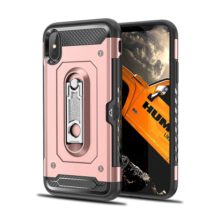 

Бронированный Гибридный Корпус PC + TPU С Подставкой Для Iphone 9 Плюс 6,5 Дюйма - Розовое Золото, iPhone XS Max
