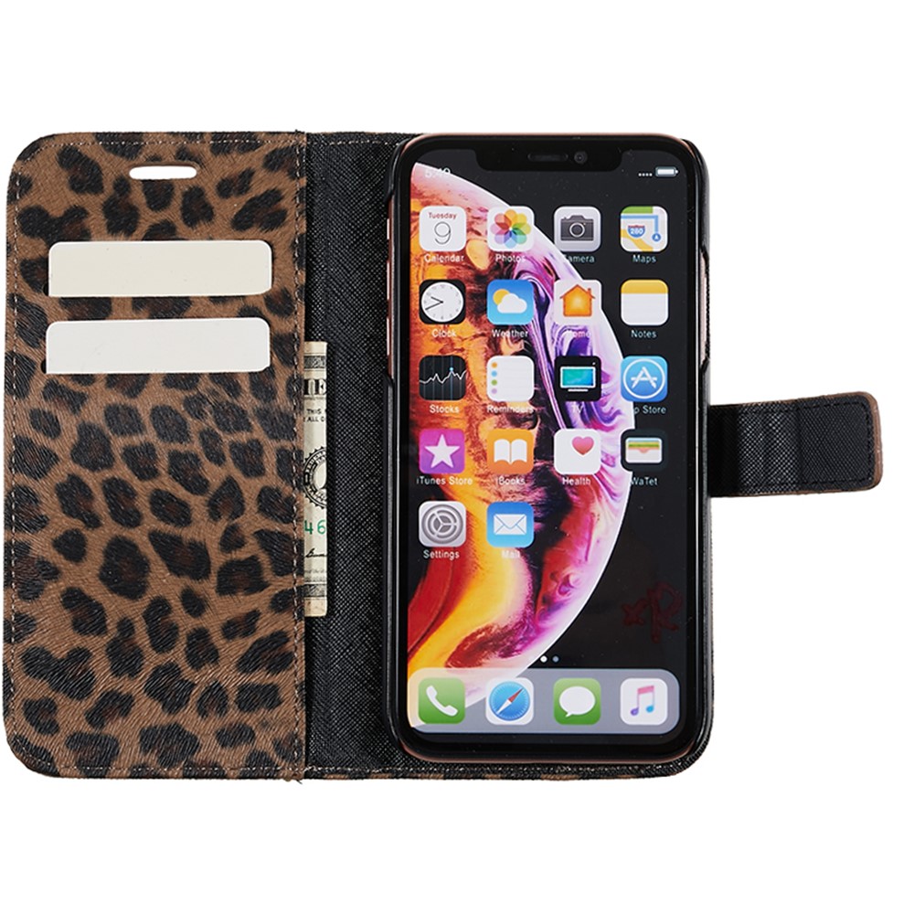 Leopard Pattern Wallet Stand Leather Phone Shell for iPhone XR 6.1 inch - Brown-4