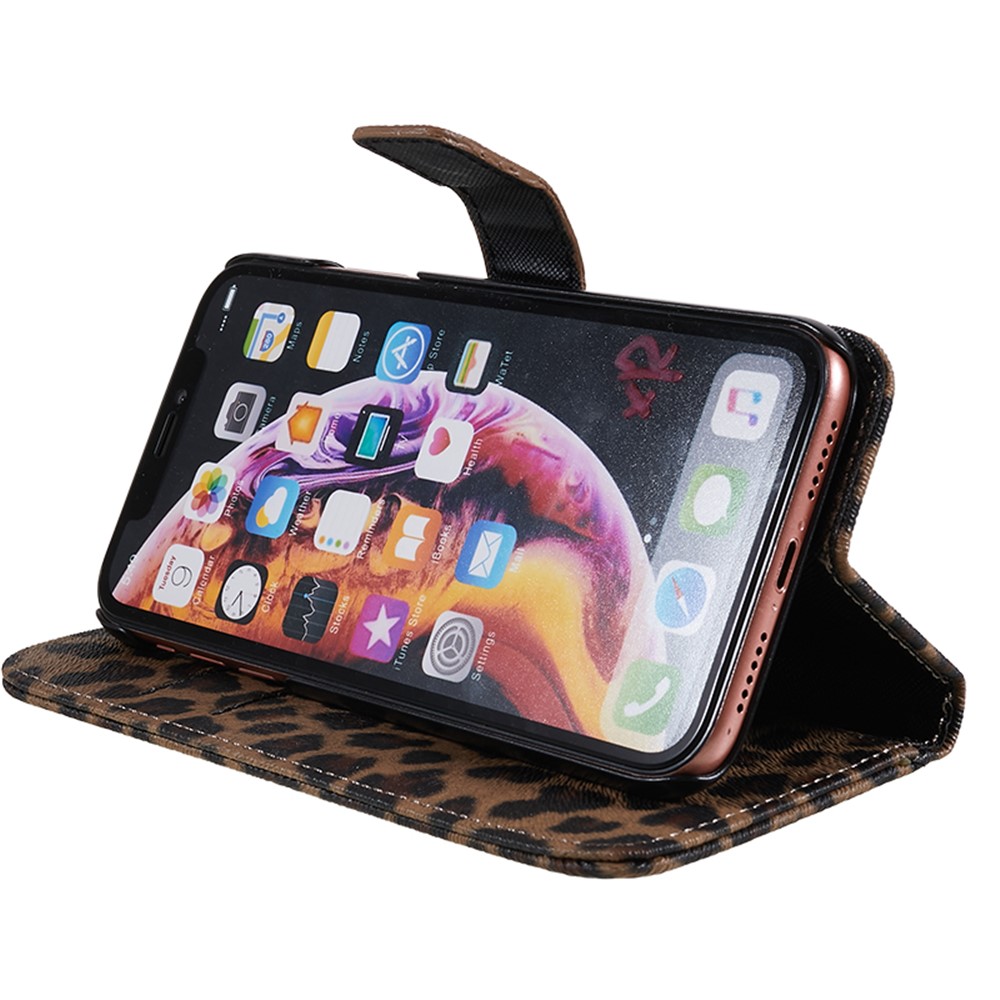 Leopard Pattern Wallet Stand Leather Phone Shell for iPhone XR 6.1 inch - Brown-5