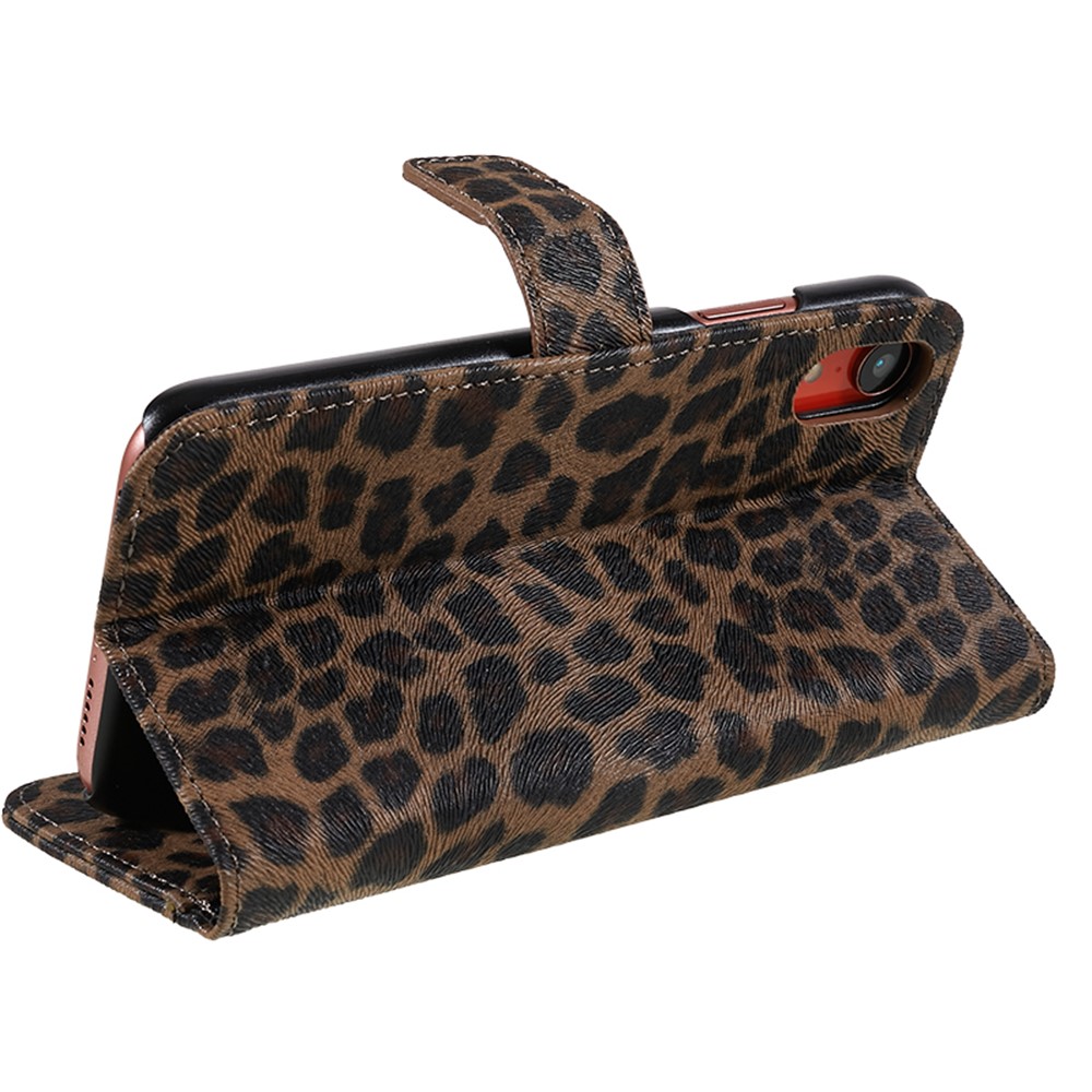 Leopard Pattern Wallet Stand Leather Phone Shell for iPhone XR 6.1 inch - Brown-6