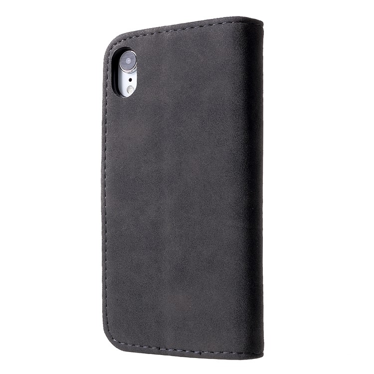 Retro Style Leather Wallet Flip Phone Case with Stand for iPhone 9 6.1 inch - Black-2