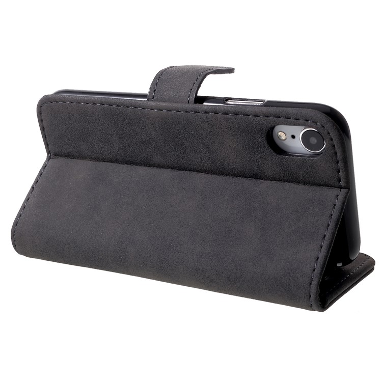 Retro Style Leather Wallet Flip Phone Case with Stand for iPhone 9 6.1 inch - Black-5