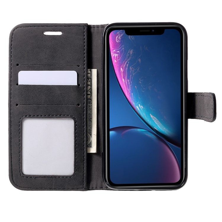 Retro Style Leather Wallet Flip Phone Case with Stand for iPhone 9 6.1 inch - Black-6