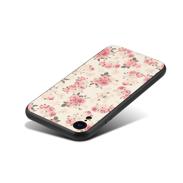 Impressão Padrão PU De Couro Revestido PC + TPU Caso Híbrido Para O Iphone 9 6,1 Polegadas - Peônia-4