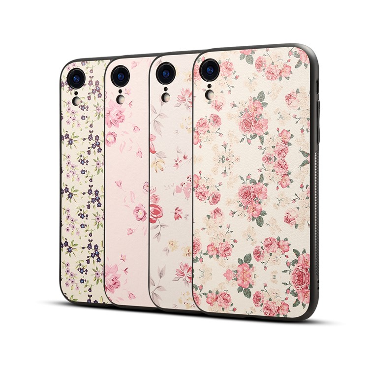Impressão Padrão PU De Couro Revestido PC + TPU Caso Híbrido Para O Iphone 9 6,1 Polegadas - Peônia-5