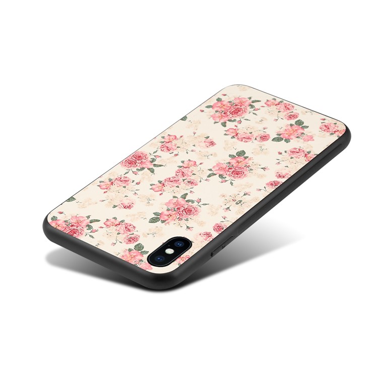 Impressão Padrão PU De Couro Revestido PC + TPU Caso Híbrido Para Iphone 9 Plus 6,5 Polegadas - Peônia-4