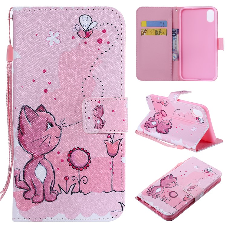 

Patterned Wallet Stand Magnetic Leather Mobile Phone Case for iPhone XR 6.1 inch - Cat