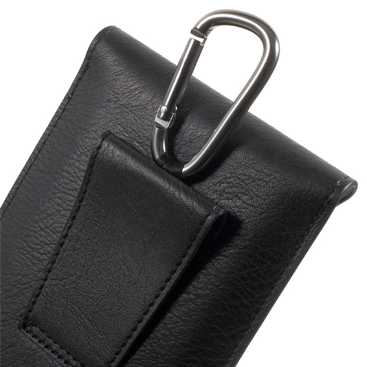 Bolsa de couro de camada dupla com mosquetão para iPhone 6s Plus / 6 Plus, tamanho: 160 x 85 mm - preto-5