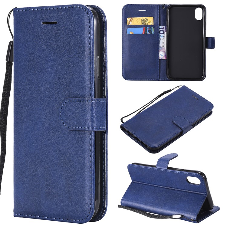 

For iPhone XR 6.1 inch Wallet Leather Protection Case Accessory with Stand - Blue, iPhone XR 6.1 inch