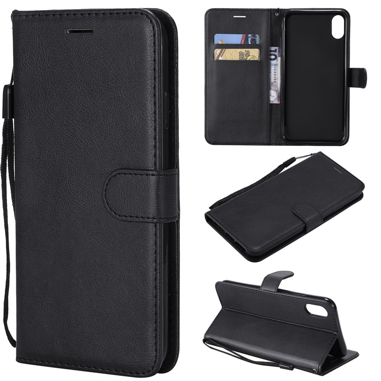 

For iPhone XS Max 6.5 inch Leather Wallet Protection Phone Case with Stand - Black, iPhone XS Max