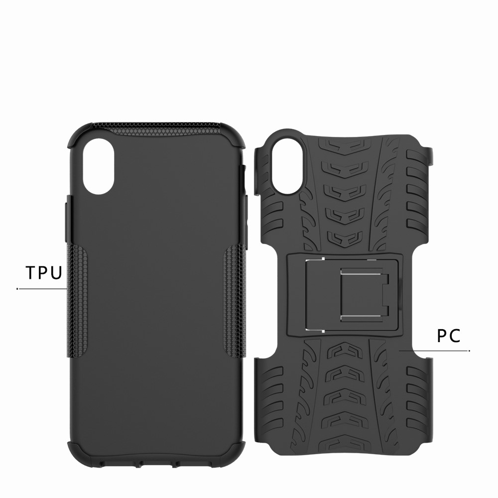 Neumático Patrón Kickstand PC + TPU Combo Caja Trasera Para El Iphone 9 6.1 Pulgadas - Negro-10