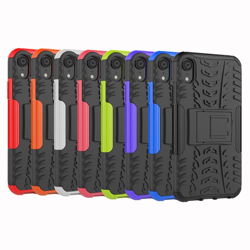 Neumático Patrón Kickstand PC + TPU Combo Caja Trasera Para El Iphone 9 6.1 Pulgadas - Negro-11