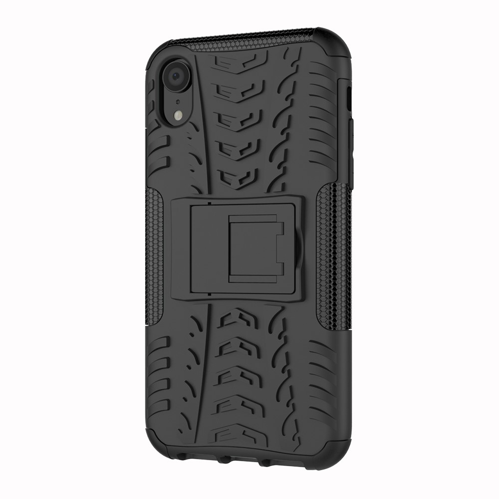 Neumático Patrón Kickstand PC + TPU Combo Caja Trasera Para El Iphone 9 6.1 Pulgadas - Negro-4