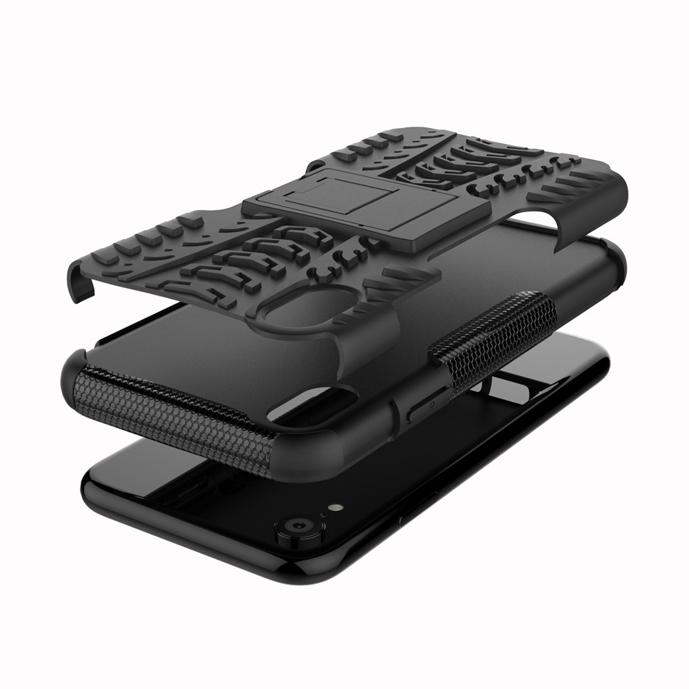 Neumático Patrón Kickstand PC + TPU Combo Caja Trasera Para El Iphone 9 6.1 Pulgadas - Negro-8