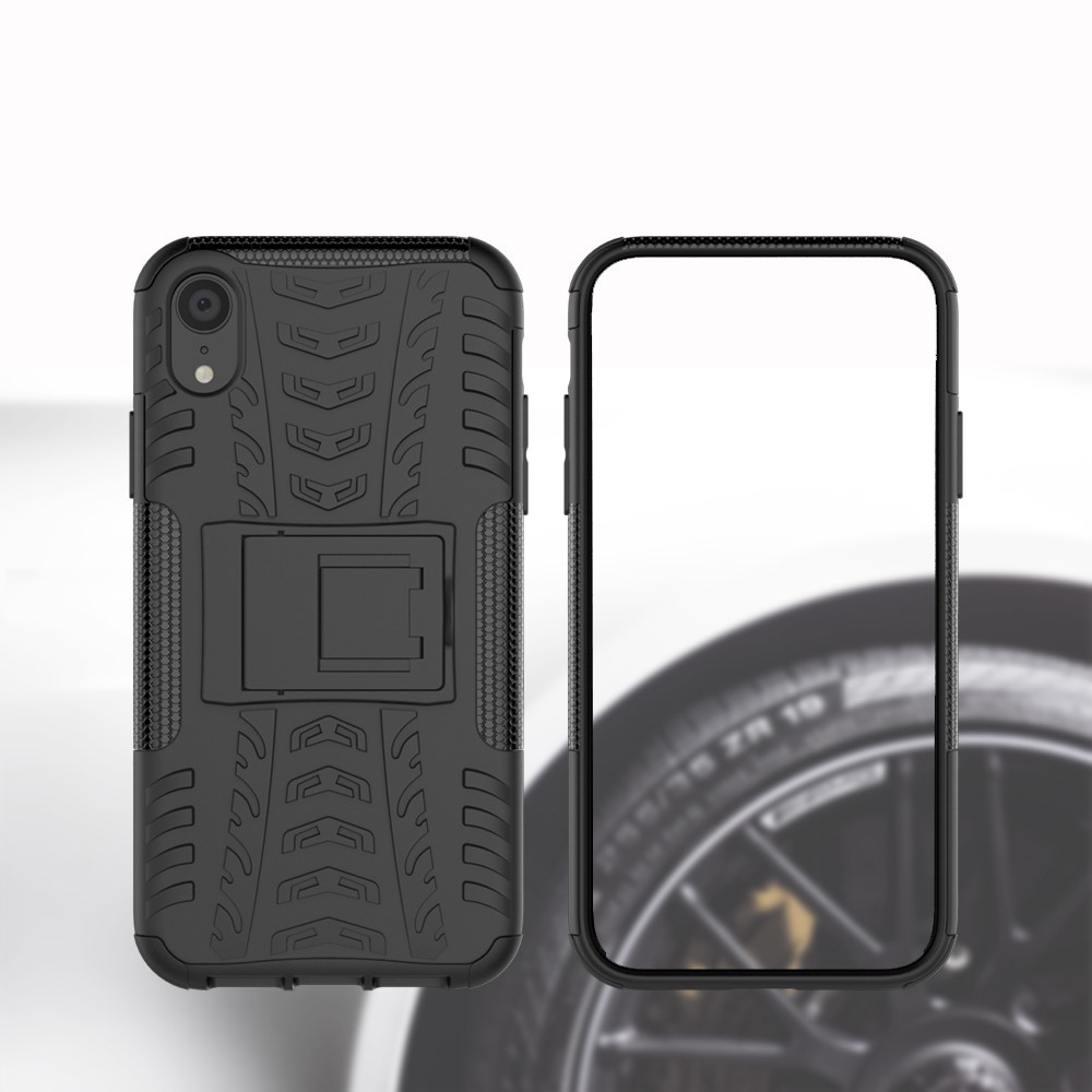 Neumático Patrón Kickstand PC + TPU Combo Caja Trasera Para El Iphone 9 6.1 Pulgadas - Negro-9