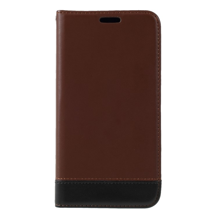 

Two-tone Splicing Stand Split Leather Mobile Phone Case Cover for iPhone XS Max 6.5 inch - Coffee, iPhone XS Max